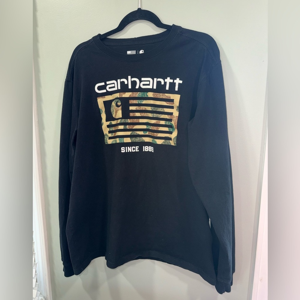 Carhartt Black Crewneck Sweatshirt with Camo Graphic